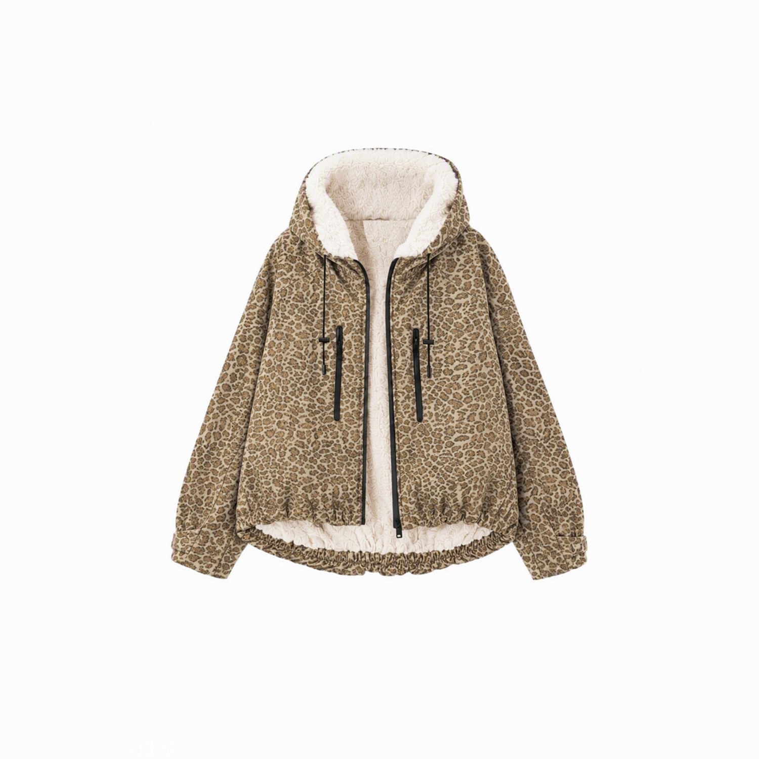GetMod  Padded & Faux Fur Lined One Size Short Oversized Rain Jacket