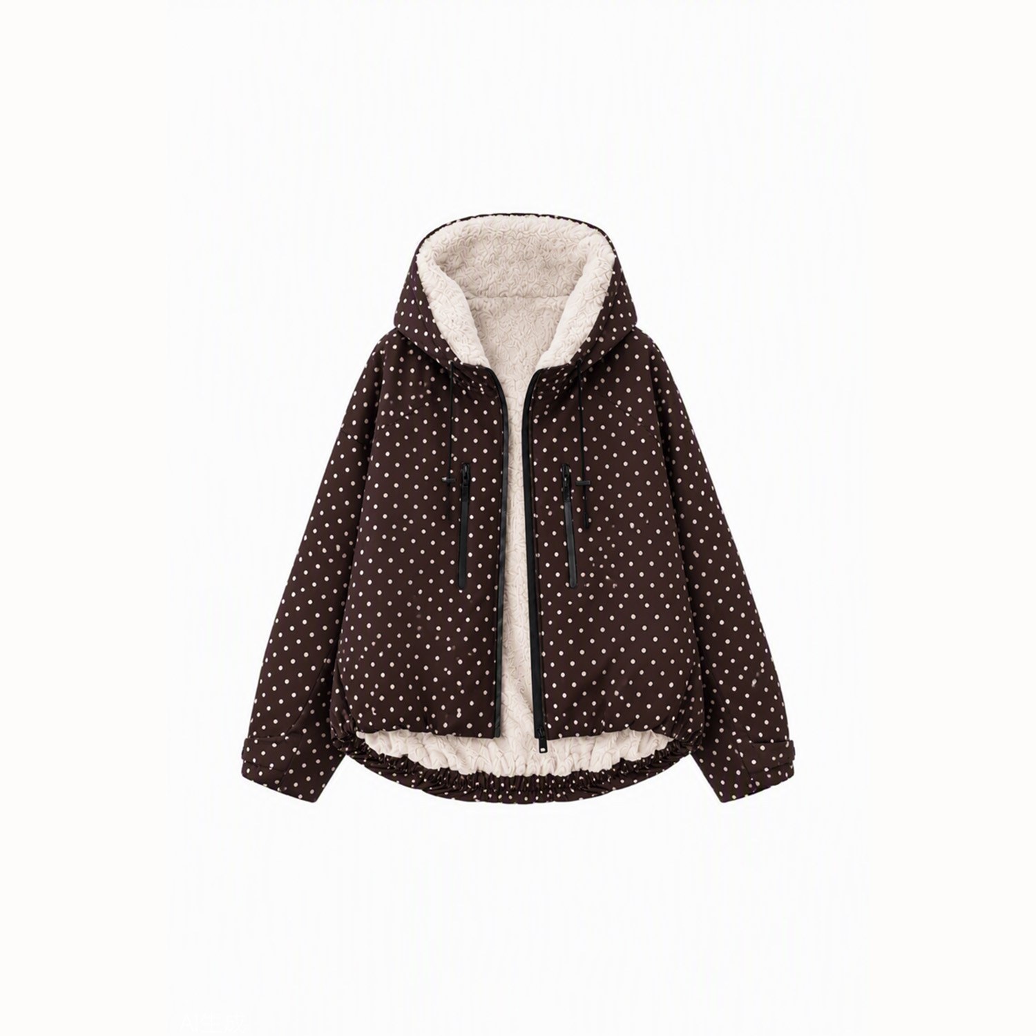 GetMod  Padded & Faux Fur Lined One Size Short Oversized Rain Jacket