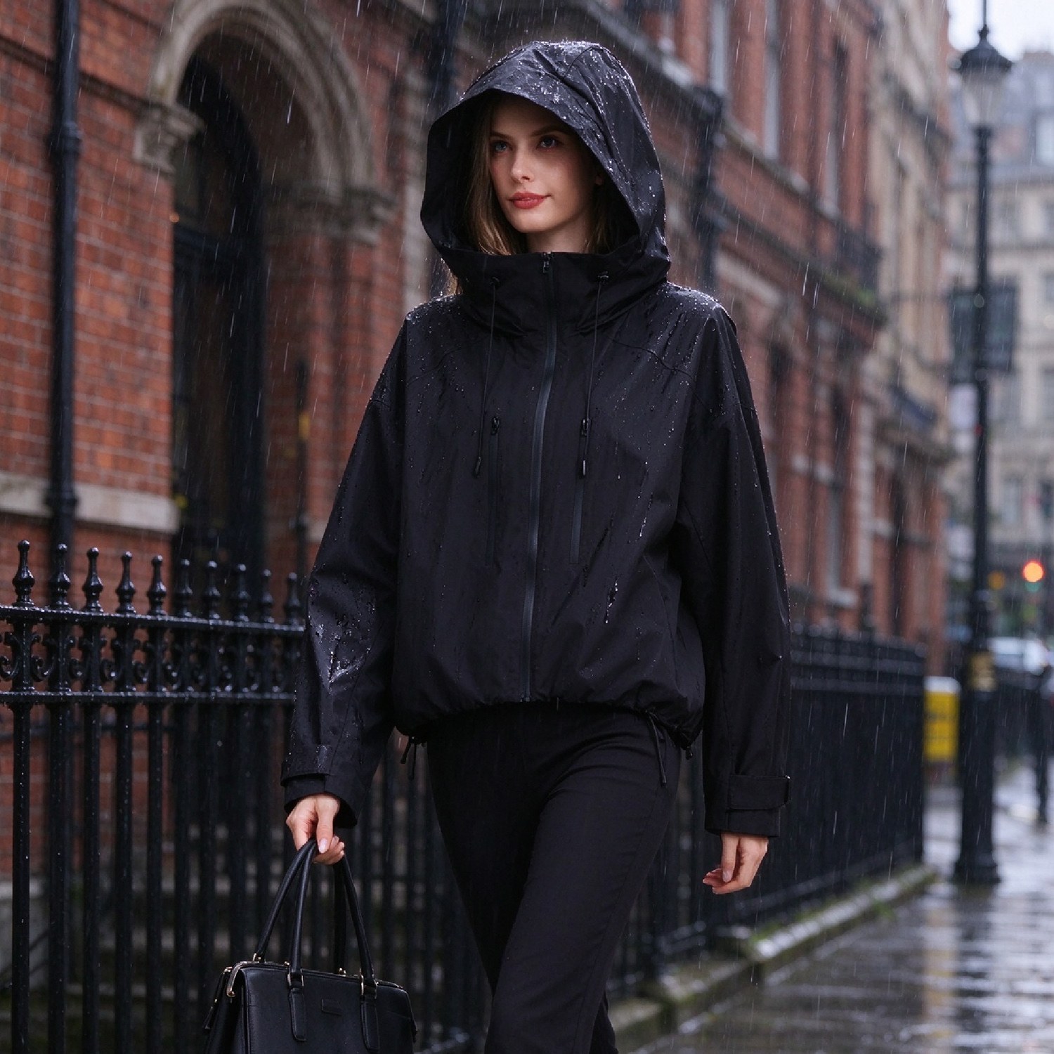 GetMod  Padded & Faux Fur Lined One Size Short Oversized Rain Jacket