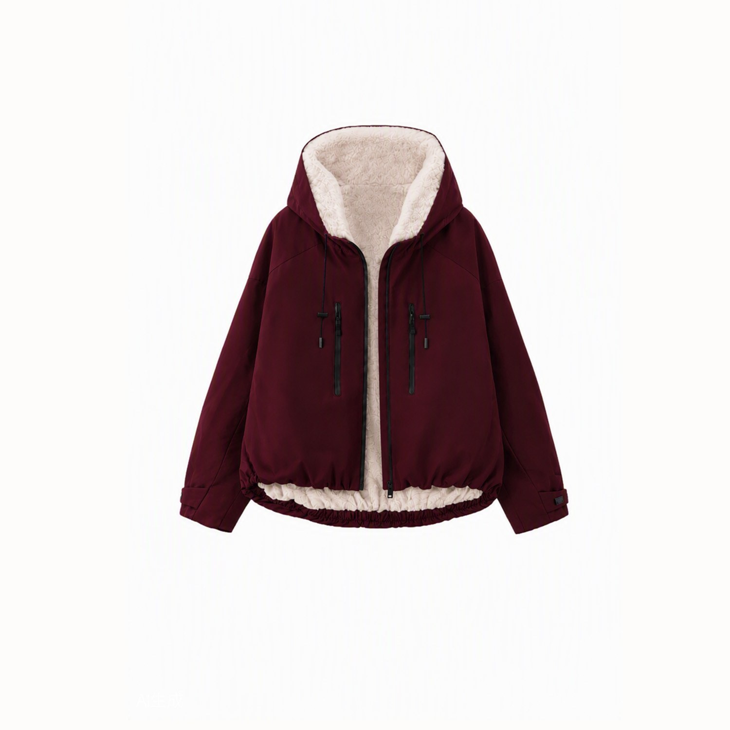 GetMod  Padded & Faux Fur Lined One Size Short Oversized Rain Jacket