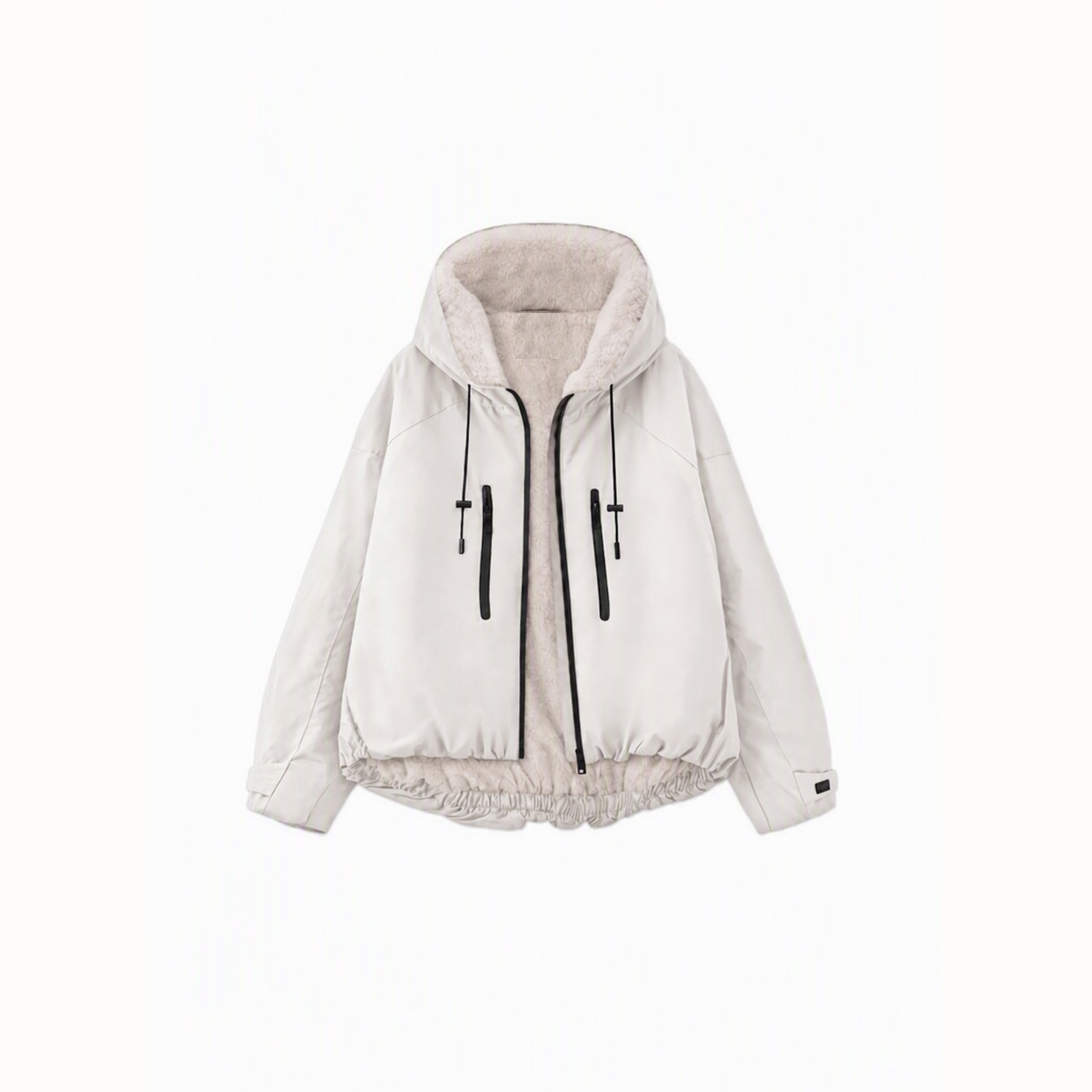 GetMod  Padded & Faux Fur Lined One Size Short Oversized Rain Jacket