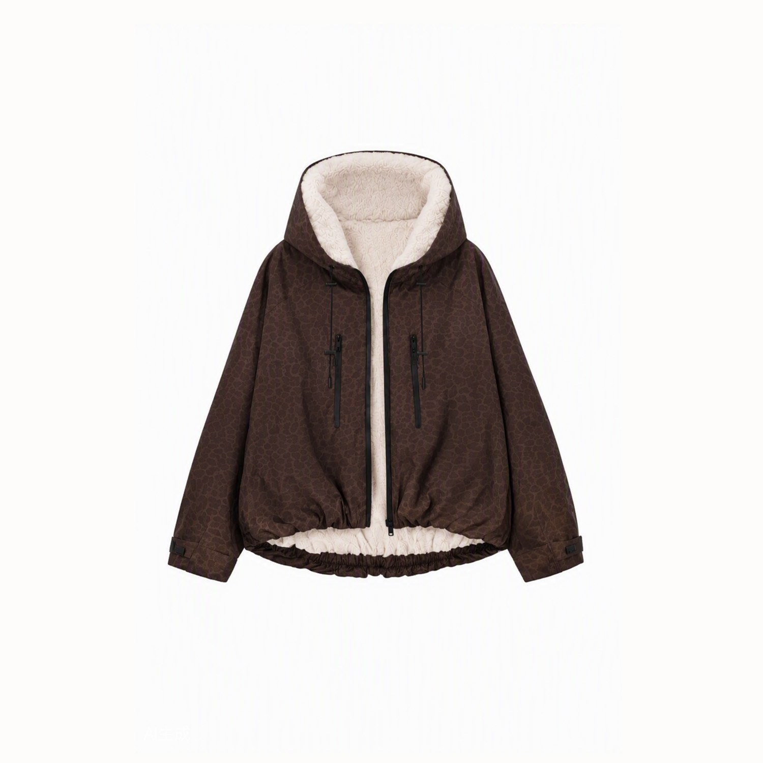 GetMod  Padded & Faux Fur Lined One Size Short Oversized Rain Jacket