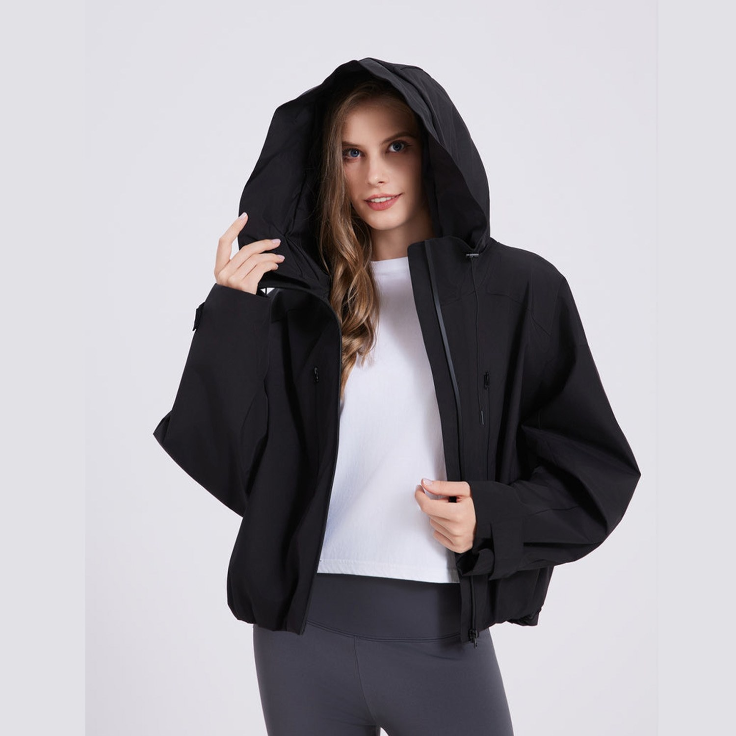 GetMod  Padded & Faux Fur Lined One Size Short Oversized Rain Jacket