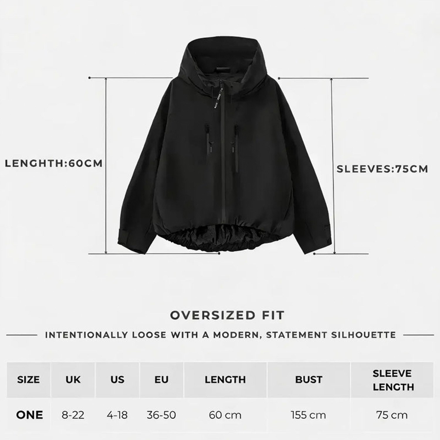 GetMod  Padded & Faux Fur Lined One Size Short Oversized Rain Jacket