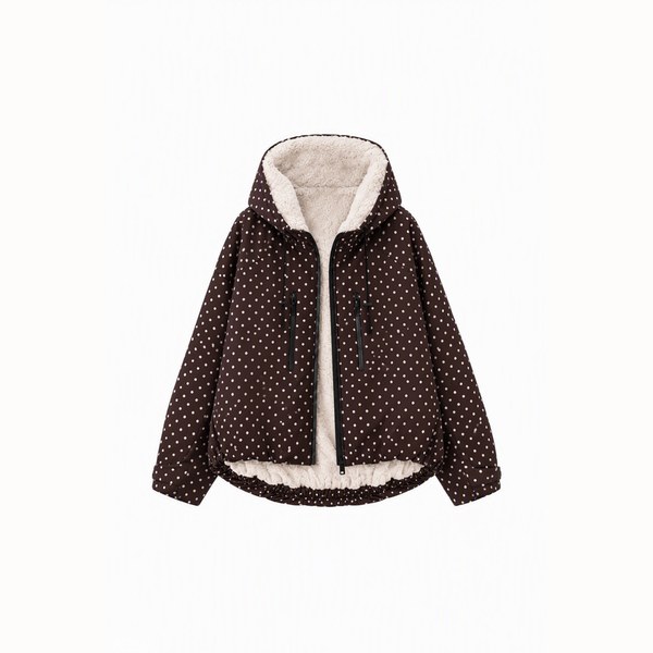 GetMod  Padded & Faux Fur Lined One Size Short Oversized Rain Jacket