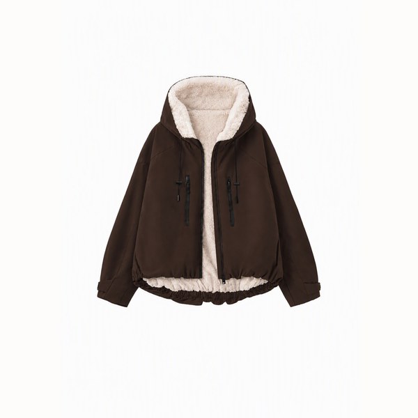 GetMod  Padded & Faux Fur Lined One Size Short Oversized Rain Jacket