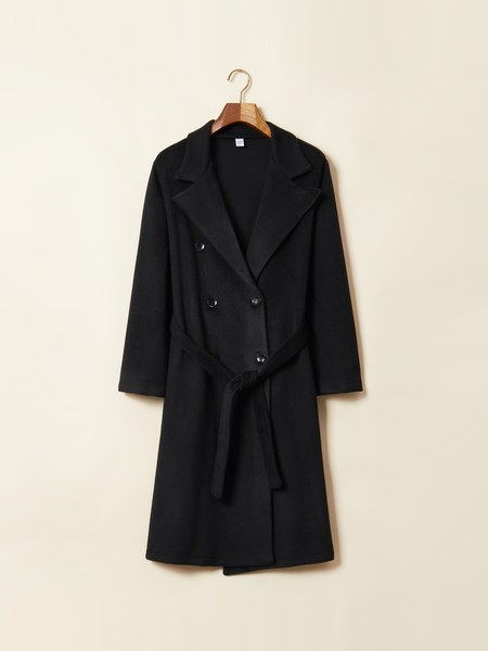 Premium fashion Women's Commuter Double Breasted Notch Lapel Waist Tie Pocket Thermal Coat -B
