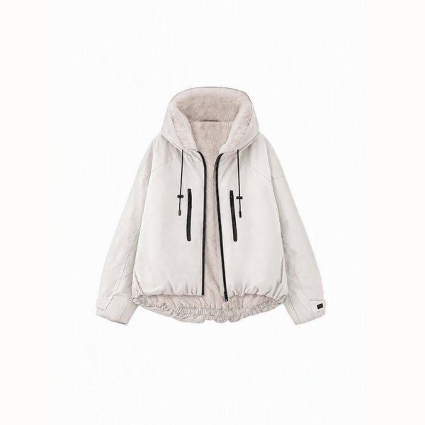 GetMod  Padded & Faux Fur Lined One Size Short Oversized Rain Jacket