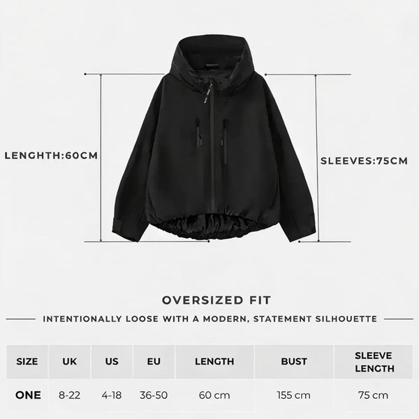GetMod  Padded & Faux Fur Lined One Size Short Oversized Rain Jacket