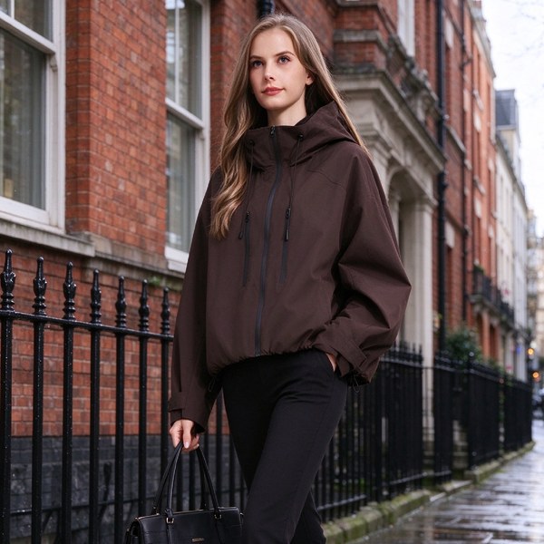GetMod  Padded & Faux Fur Lined One Size Short Oversized Rain Jacket